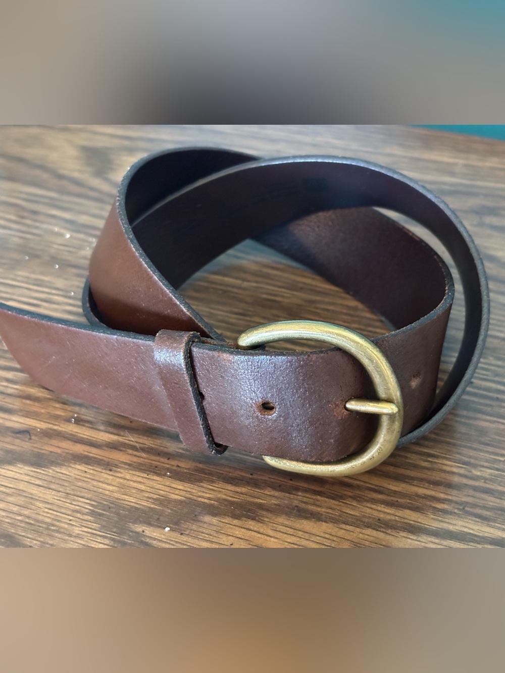 GAP Women’s Brown Leather Belt with Solid Brass Oval Buckle